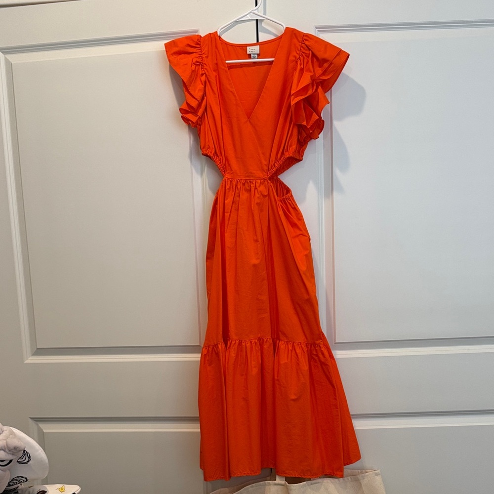 a new day Orange Maxi Dress with Ruffle Sleeves